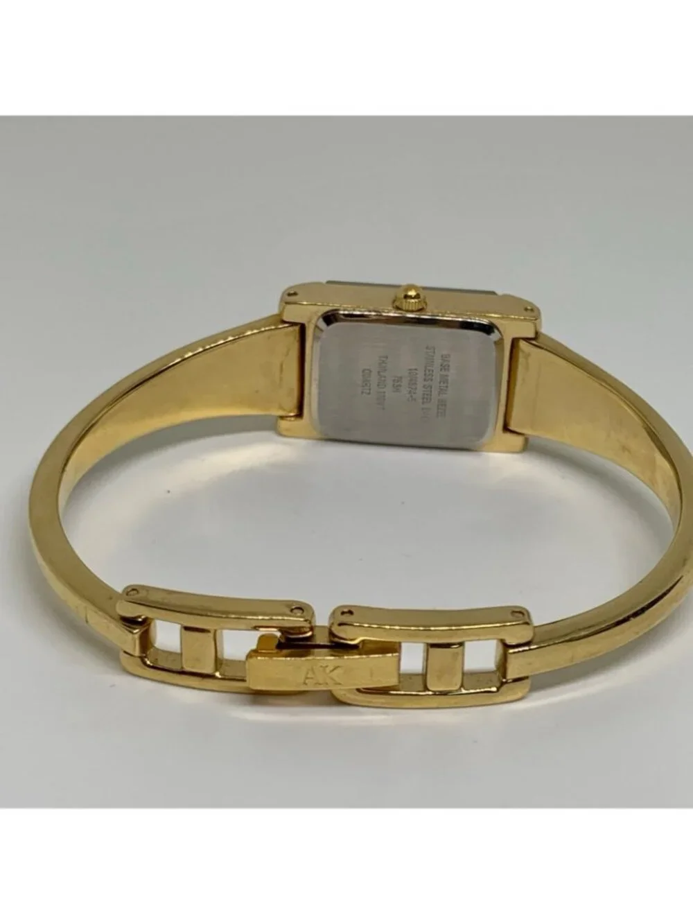 Anne Klein Diamond gold tone women watch 16mm rectangular quartz 6.5” running